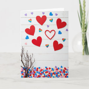 Rainbow Hearts Faux Gold Foil Card