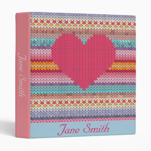 Rainbow hearts faux knit retro girls student binder