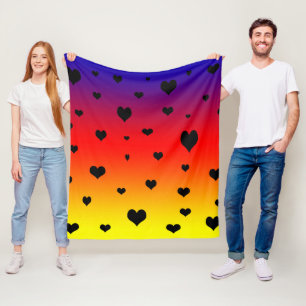 Rainbow Hearts,  Fleece Blanket