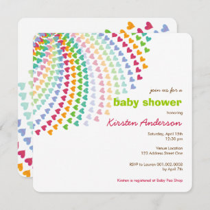 Rainbow Hearts Fun Sprinkles Whimsical Baby Shower Invitation