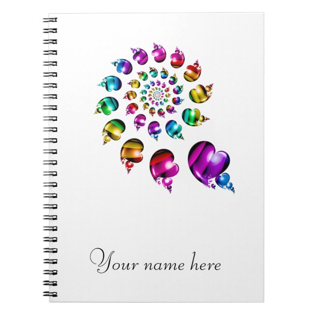 Rainbow Hearts Gay Pride LGBT Notebook (White) (Front)