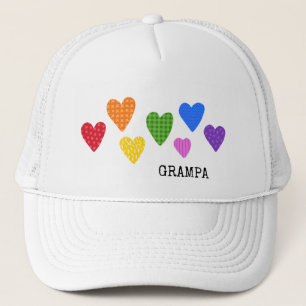 Rainbow Hearts GRAMPA Colourful Love Joy Fun Kids Trucker Hat