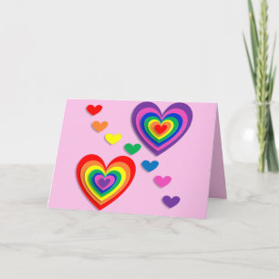 Rainbow hearts greeting card