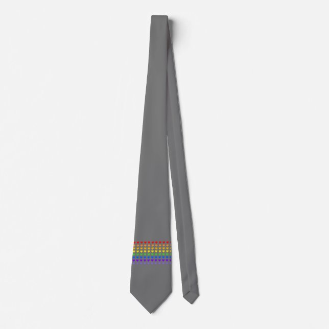 Rainbow Hearts Grey Tie (Front)