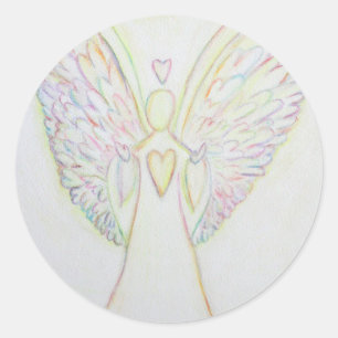 Rainbow Hearts Guardian Angel Art Autocollants per