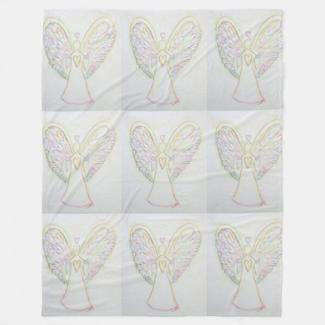 Rainbow Hearts Guardian Angel Fleece Blanket (Front)