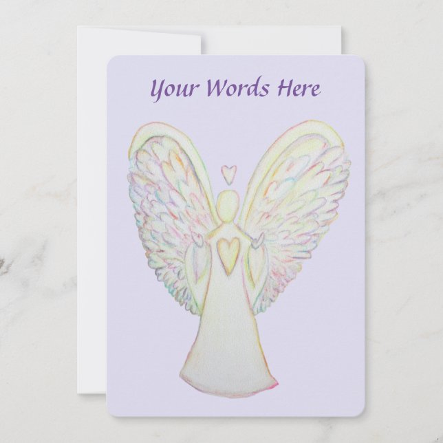 Rainbow Hearts Guardian Angel Invitations personna (Devant)