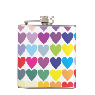 Rainbow Hearts Hip Flask