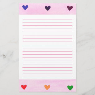 Rainbow Hearts Lined Stationery