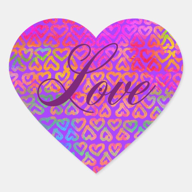 Rainbow hearts love heart sticker (Front)