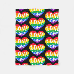 Rainbow Hearts Love Is Love Pride Fleece Blanket