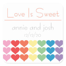 Rainbow Hearts Love Is Sweet Labels (Orange)
