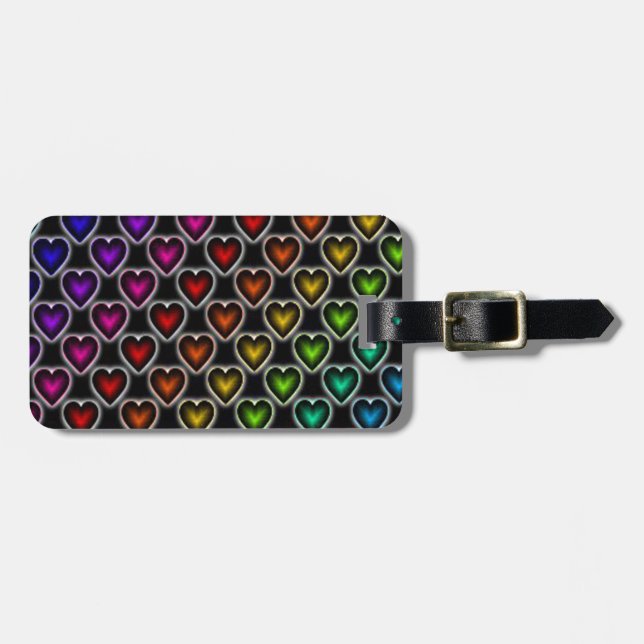 Rainbow Hearts Luggage Tag (Front Horizontal)