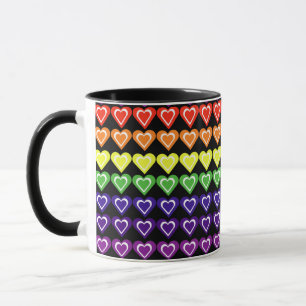 Rainbow hearts mug