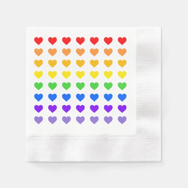 Rainbow Hearts  Napkins (Front)