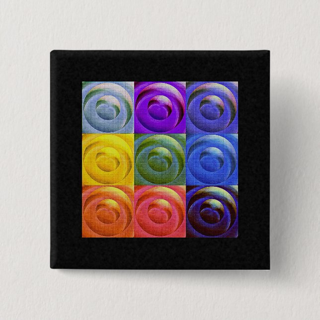 Rainbow Hearts of Love 2 Inch Square Button (Front)