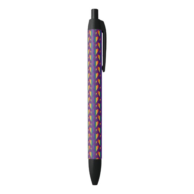 Rainbow Hearts Pattern Black Ink Pen (Bottom (Vertical))