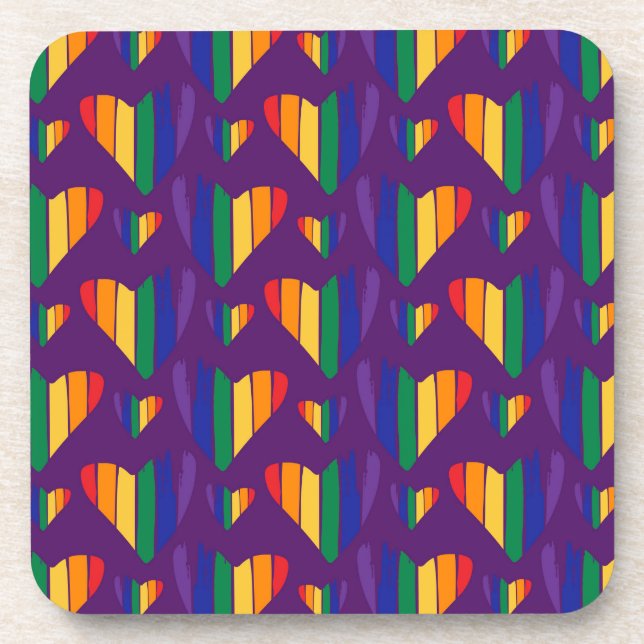 Rainbow Hearts Pattern Coaster (Front)
