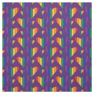 Rainbow Hearts Pattern Fabric