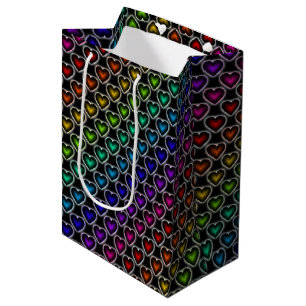 Rainbow Hearts Pattern Gift Bag