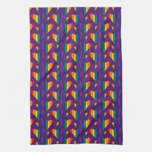 Rainbow Hearts Pattern Kitchen Towel