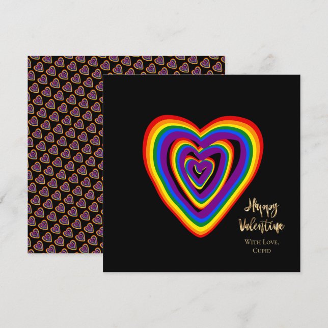 Rainbow Hearts Pattern LGBTQ Valentine's Day (Front/Back)