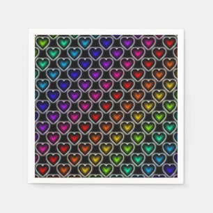 Rainbow Hearts Pattern Napkins