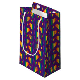 Rainbow Hearts Pattern Small Gift Bag