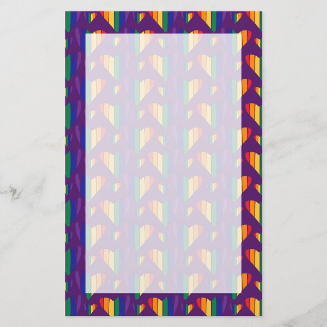 Rainbow Hearts Pattern Stationery (Front)