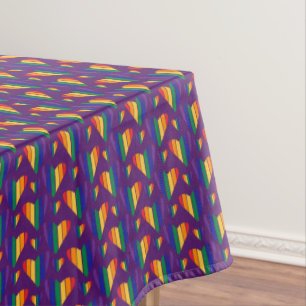 Rainbow Hearts Pattern Tablecloth