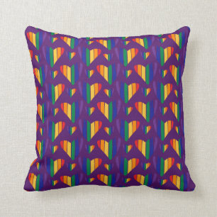 Rainbow Hearts Pattern Throw Pillow