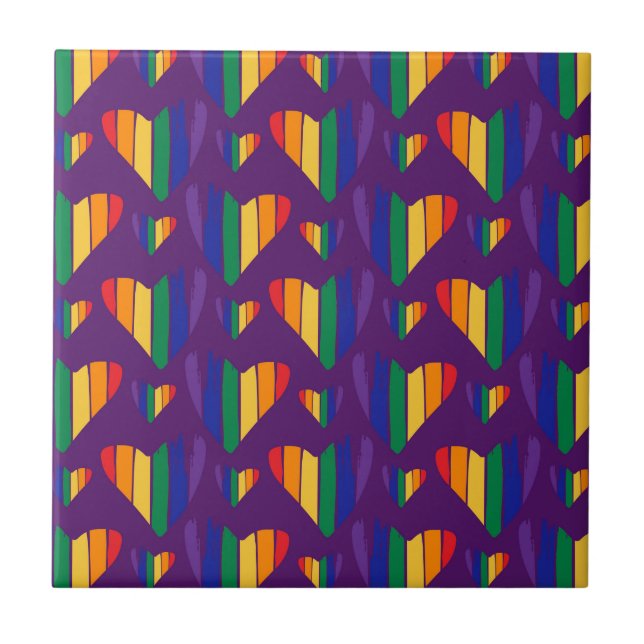 Rainbow Hearts Pattern Tile (Front)