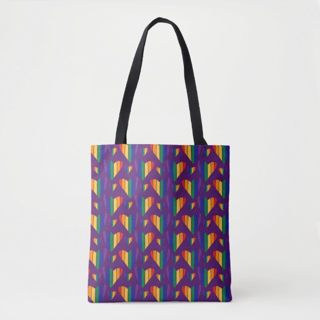 Rainbow Hearts Pattern Tote Bag (Front)