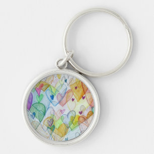 Rainbow Hearts Pendant Art Charm Keychains