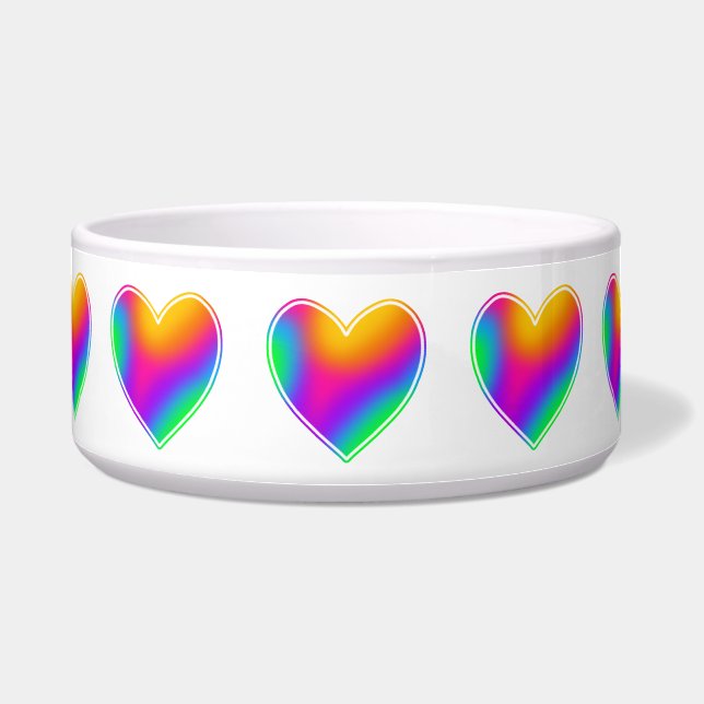 Rainbow Hearts Pet Bowl (Front)