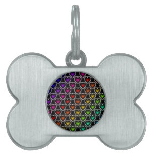 Rainbow Hearts Pet ID Tag
