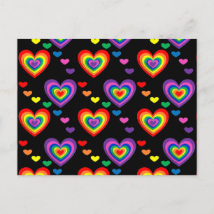 Rainbow hearts postcard
