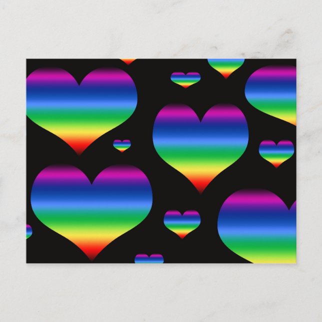 Rainbow Hearts Postcard (Front)