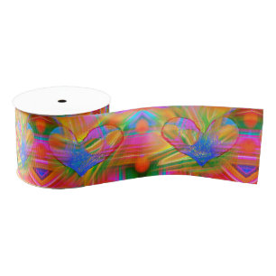 Rainbow Hearts Ribbon Grosgrain Ribbon