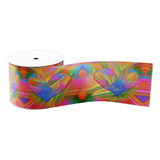 Rainbow Hearts Ribbon Grosgrain Ribbon