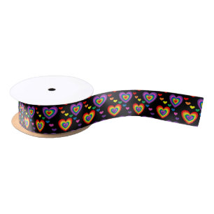 Rainbow hearts ribbon satin ribbon