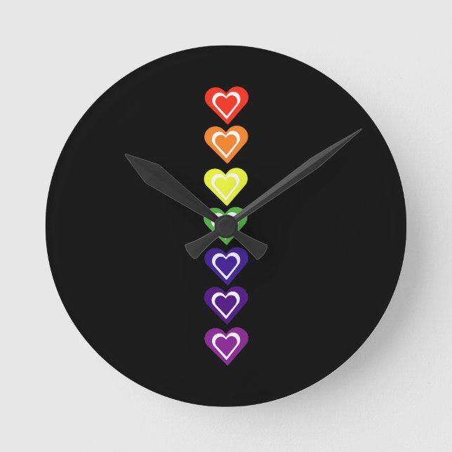 Rainbow hearts round clock (Front)