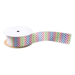Rainbow Hearts Satin Ribbon