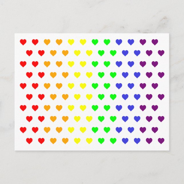 Rainbow Hearts Save The Date Postcard (Front)