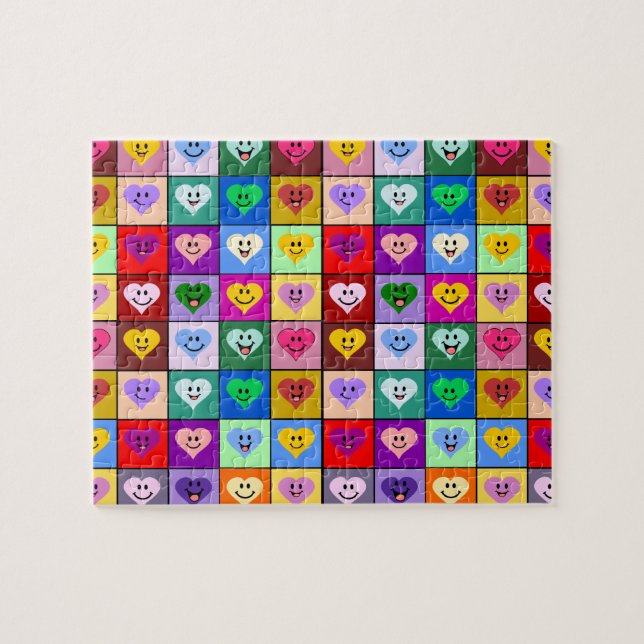 Rainbow Hearts squares Jigsaw Puzzle (Horizontal)