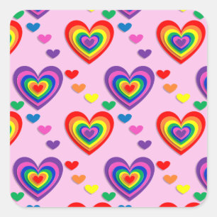 Rainbow hearts stickers