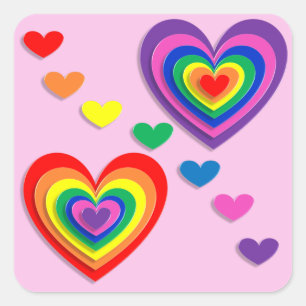 Rainbow hearts stickers