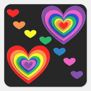 Rainbow hearts stickers