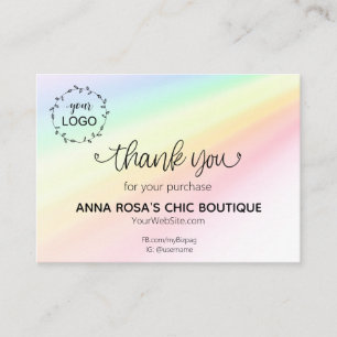 *~* Rainbow Hearts Thank You Branding Logo QR Enclosure Card