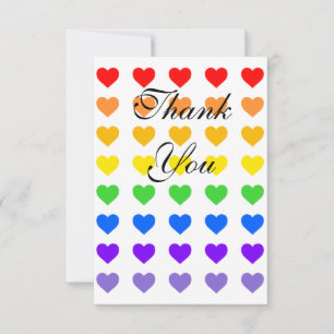 Rainbow Hearts  Thank You Card